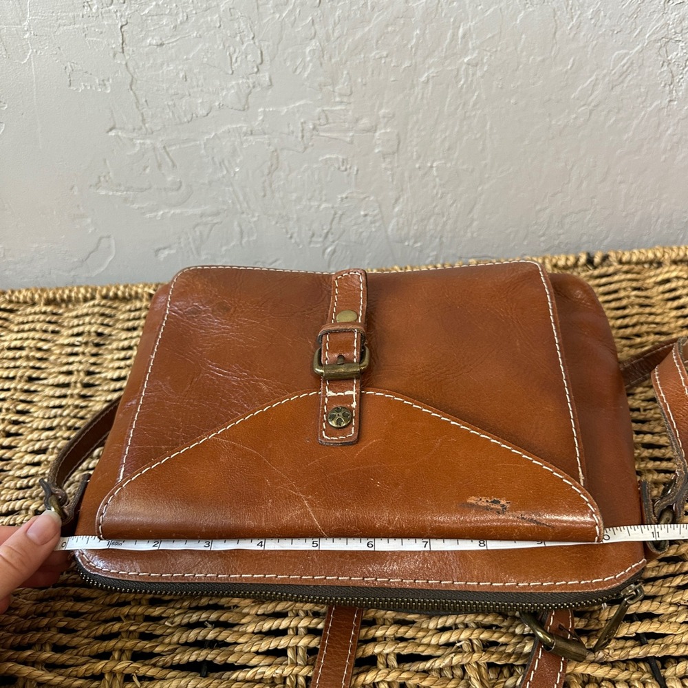 Patricia Nash Brown Leather Crossbody Bag Cognac Small Messenger Pouch - Picture 4 of 8